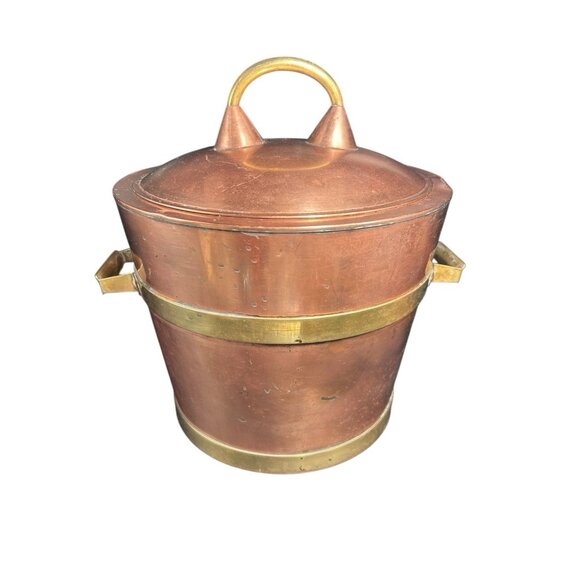 James Casey Hand Made Arts & Crafts Mission Copper & Brass Ice Champagne Bucket - Picture 5 of 16